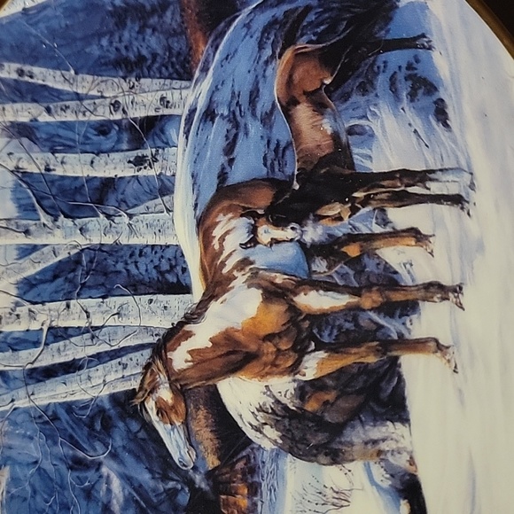 Vtg 94 Camp Of The Sacred Dogs W.L. George COA Porcelain Gold Plate Painted Pony - Picture 4 of 6